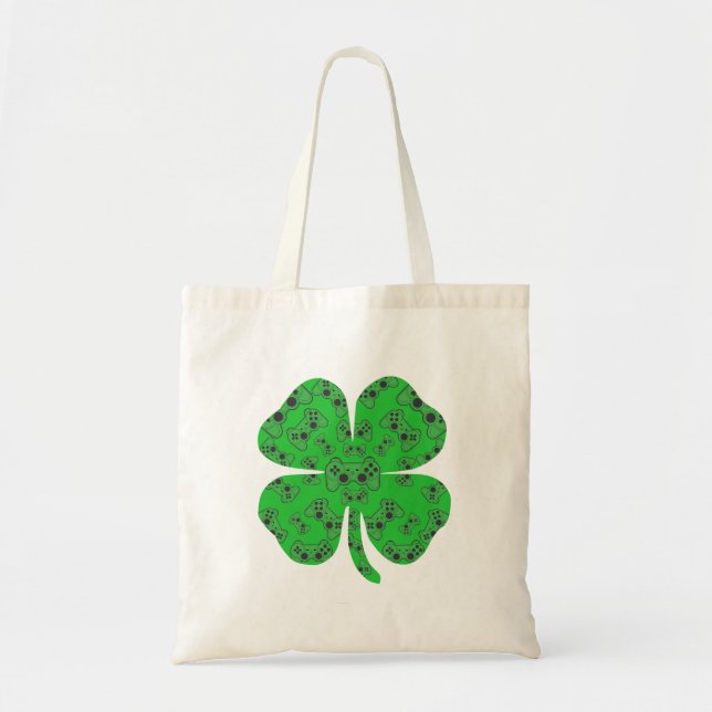 Bolso De Tela St Patrics Day Video Game Controller Shamrock (Frente)