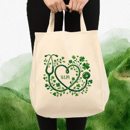 Bolso De Tela St Pattys Heart Clover Stethoscope Nurses Initials