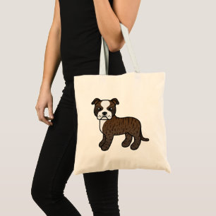 Bolso De Tela Staffordshire Bull Terrier atigrado y blanco