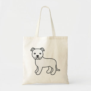 Bolso De Tela Staffordshire Bull Terrier Blanco Perro de Dibujos