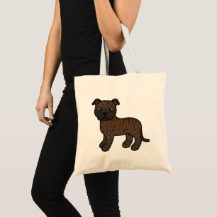 Bolso De Tela Staffordshire Bull Terrier Cartoon Manchado