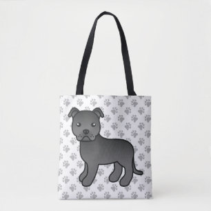 Bolso De Tela Staffordshire Bull Terrier negro perro de dibujos