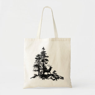 Bolso De Tela Stag Deer Tree Forest Animal Silhouette Nature Art