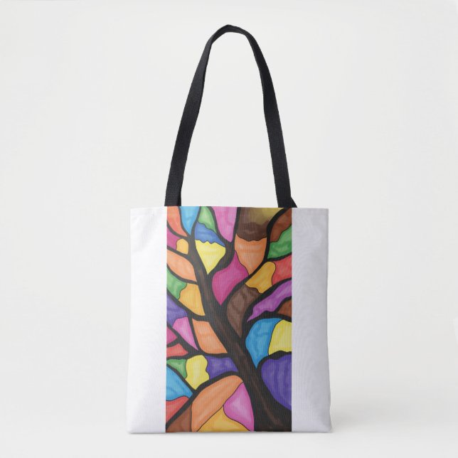 Bolso De Tela Stain glass tree art  (Anverso)