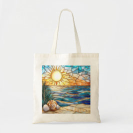 Bolso De Tela Stained Glass Beach Sunset Tote Bag