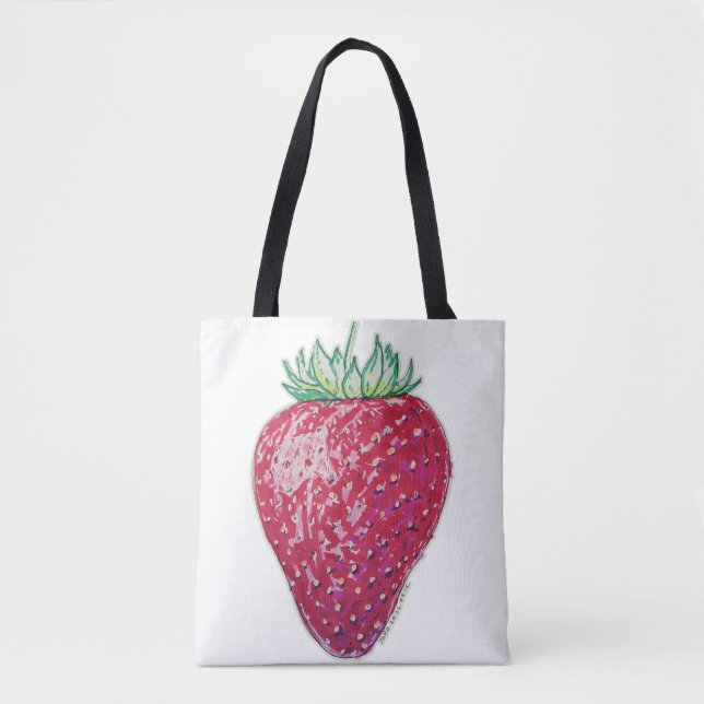 Bolso De Tela Standing Strawberry (Anverso)
