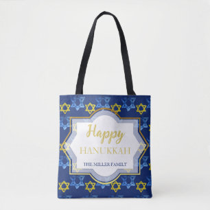 Bolso De Tela Star Of David Happy Hanukkah Watercolor
