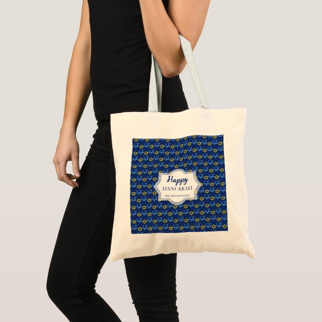 Bolso De Tela Star Of David Happy Hanukkah Watercolor (Anverso (producto))