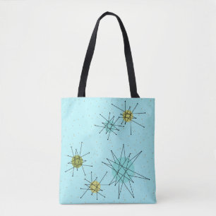 Bolso De Tela Starbursts atómicos de Robin's Egg Blue en la bol