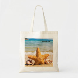 Bolso De Tela Starfish and Seashells on the Beach Personalized