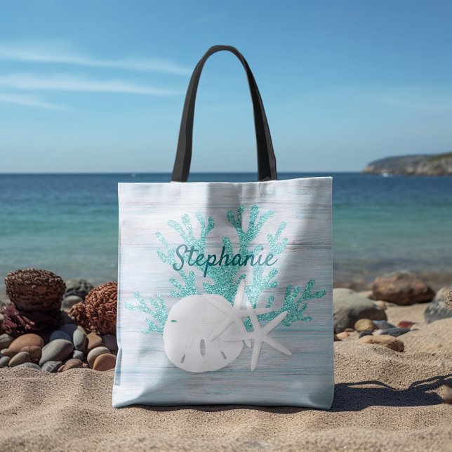 Bolso De Tela Starfish Beach Sand Dollar Driftwood Aqua (Subido por el creador)
