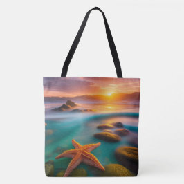 Bolso De Tela Starfish en la playa en Dawn