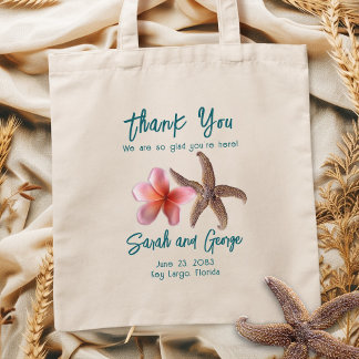 Bolso De Tela Starfish n Plumeria Bienvenida Boda Bag