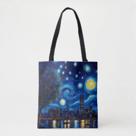 Bolso De Tela Starry Night Inspired Cityscape Tote Bag