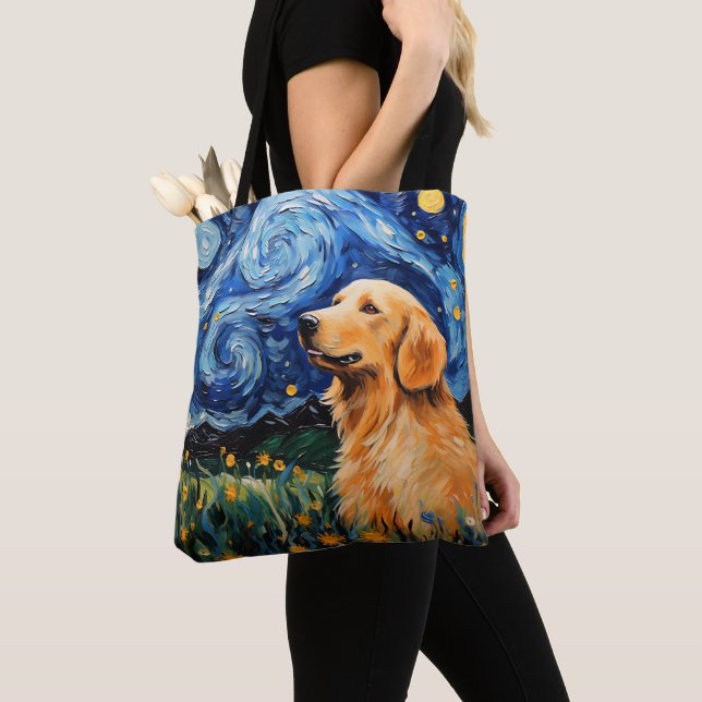 BOLSO DE TELA STARRY NOCHE TEMÁTICO GOLDEN RETRIEVE PERRO (Detalle)