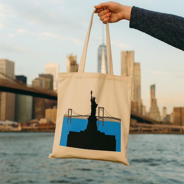 Bolso De Tela Statue of Liberty Silhouette New York Skyline (Subido por el creador)