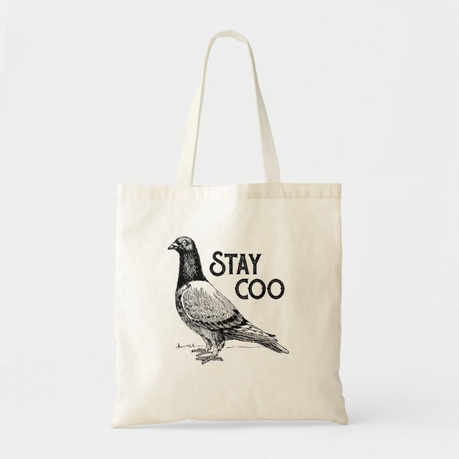 Bolso De Tela Stay Coo Bird Birding Funny Guay Pigeons (Frente)