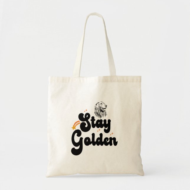 Bolso De Tela Stay Golden Groovy Retriever Dog Animal Pet Lover (Frente)