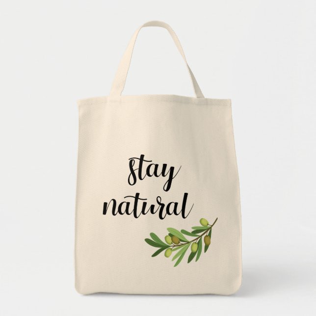 Bolso De Tela Stay Natural Grocery Beach Tote Bag (Frente)