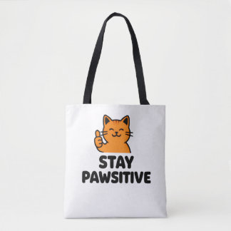 Bolso De Tela stay pawsitive Ginger cat Tote bag