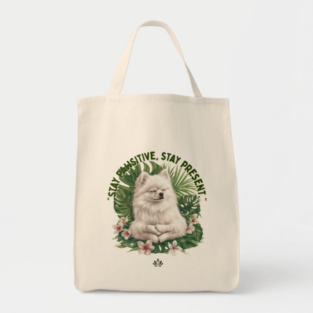 Bolso De Tela Stay Pawsitive Meditating Dog  (Frente)