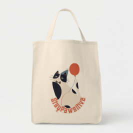Bolso De Tela Stay Pawsitive Tuxedo Cat Birthday Party Grocery 