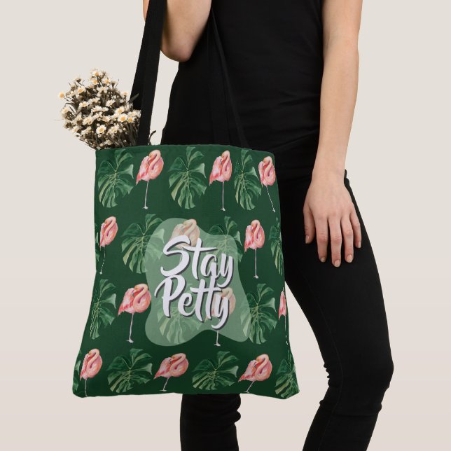 Bolso De Tela Stay Petty Personalizado Tropical Flamingo Monster (Detalle)