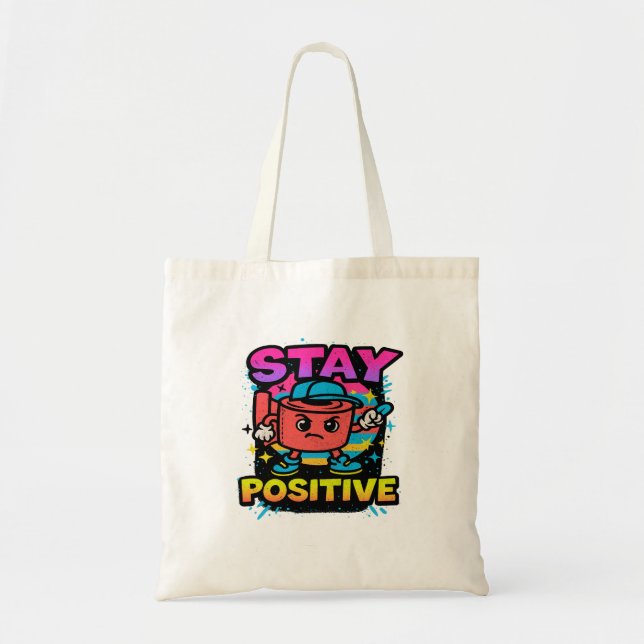 Bolso De Tela Stay Positive – Funny Cartoon Toilet Paper Retro (Frente)