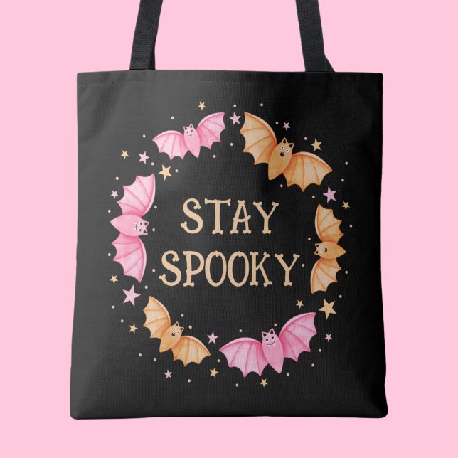 Bolso De Tela Stay Spooky Cute Bats Pastel Halloween (Stay Spooky Cute Bats Pastel Halloween Tote Bag)