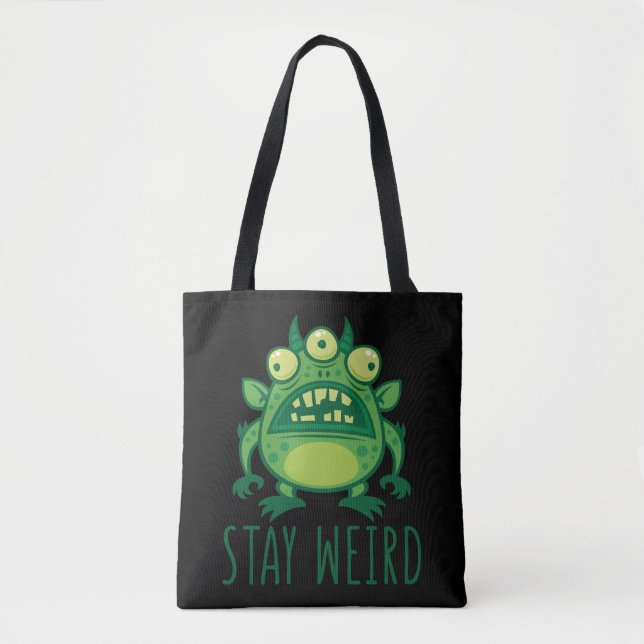 Bolso De Tela Stay Weird Alien Monster (Anverso)
