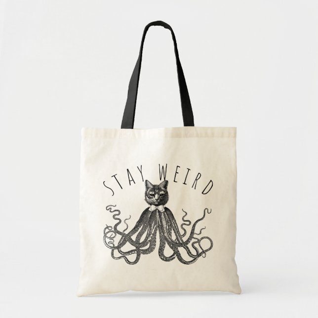 Bolso De Tela Stay Weird Catopus Cat and Octopus Mashup (Frente)