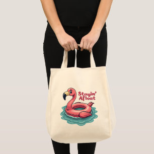 Bolso De Tela Stayin’ Afloat Funny Flamingo Pool Flotante Retro