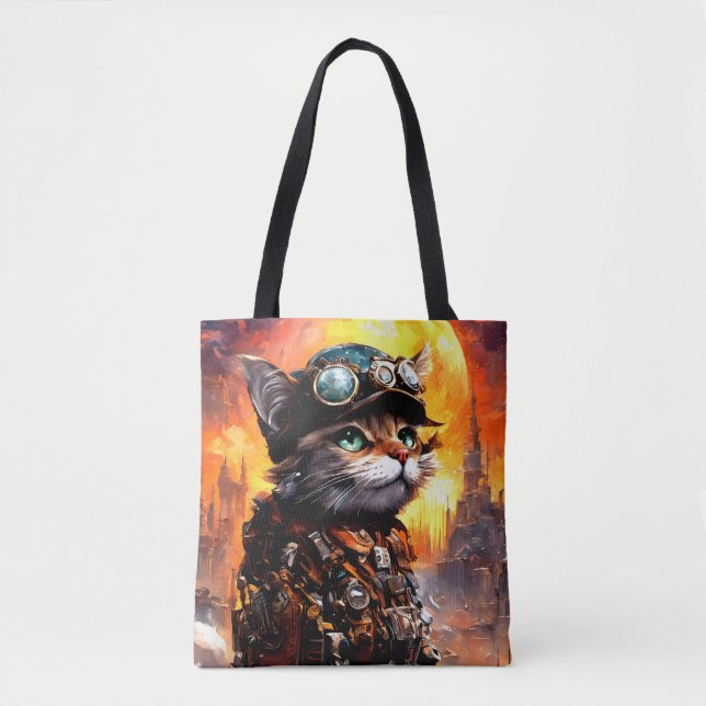 Bolso De Tela Steampunk Cat II (Anverso)