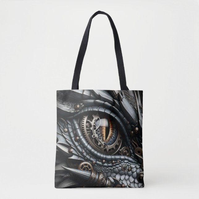 Bolso De Tela Steampunk Dragon Oye Closeup Ai Art (Anverso)