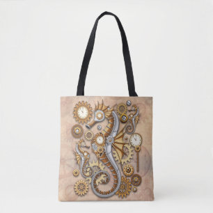 Bolso De Tela Steampunk Seahorse Vintage Surreal Art