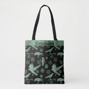 Bolso De Tela Steampunk Verdigris Bronze Gears y Crows Personali