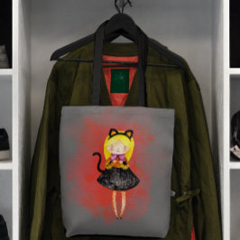 Bolso De Tela Stellalunarts Chica lindo gato Halloween