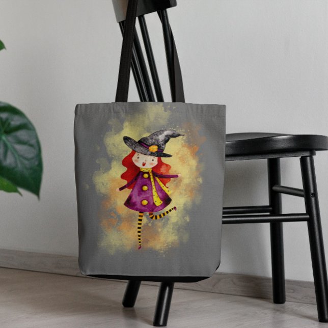 Bolso De Tela Stellalunarts Halloween Witch Cute Chica (Stellalunarts' cute Halloween witch designs, be stylish with this elegant shopping bag!)