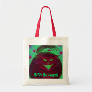 Bolso De Tela Sterrorífico gato rojo 'Feliz Halloween'