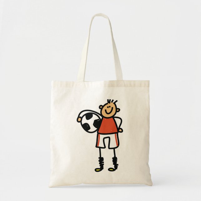 Bolso De Tela Stick Figure Soccer Boy Football Player (Frente)