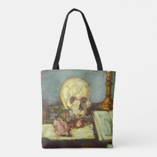 Bolso De Tela Still Life w Skull, Candle, Libro de Paul Cezanne
