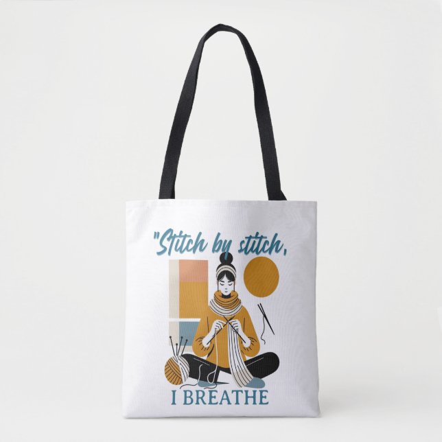 Bolso De Tela Stitch by Stitch I Breathe – Frase emocional para  (Anverso)