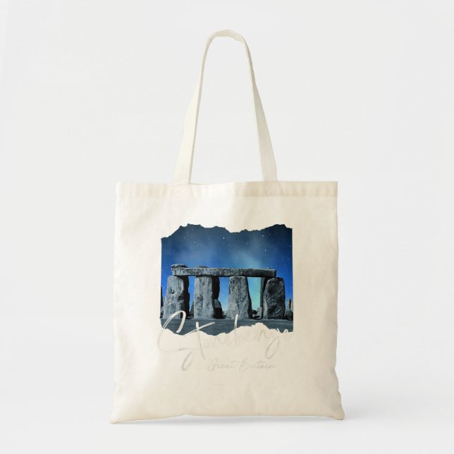 Bolso De Tela Stonehenge England Souvenir - Stonehenge De Noche (Frente)