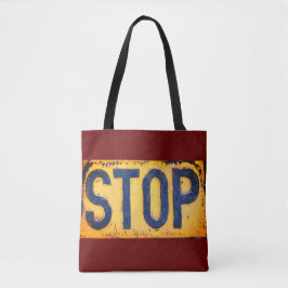 Bolso De Tela STOP Rótulo Tote Bag
