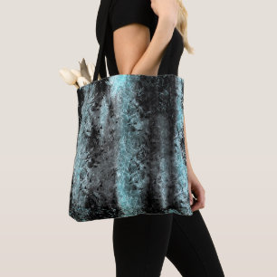 Bolso De Tela Stranza fibrosa textura en azul claro y negro