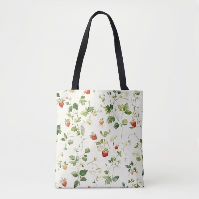 Bolso De Tela Strawberries Leaves Garden (Anverso)