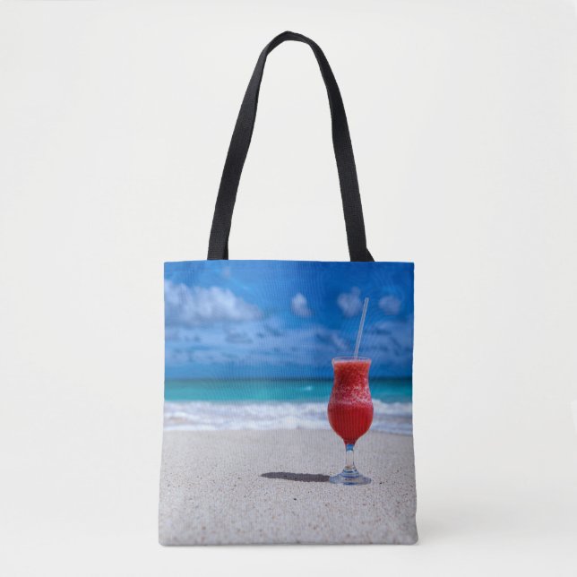 Bolso De Tela Strawberry Daiquiri Tropical Punch Caribbean Beach (Anverso)