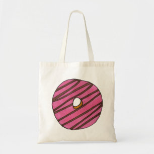 Bolso De Tela Strawberry Pink Zebra Stripe Donut Doughnut Tote