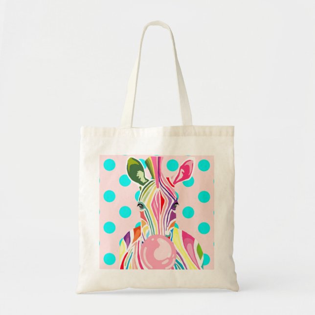 Bolso De Tela Stripez y turquesa Dotz (Frente)