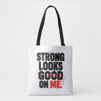 Bolso De Tela Strong Looks Good on Me – Gym Motivation Typograph